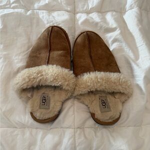 UGG Women's Chestnut Suede Shearling Clog Slippers